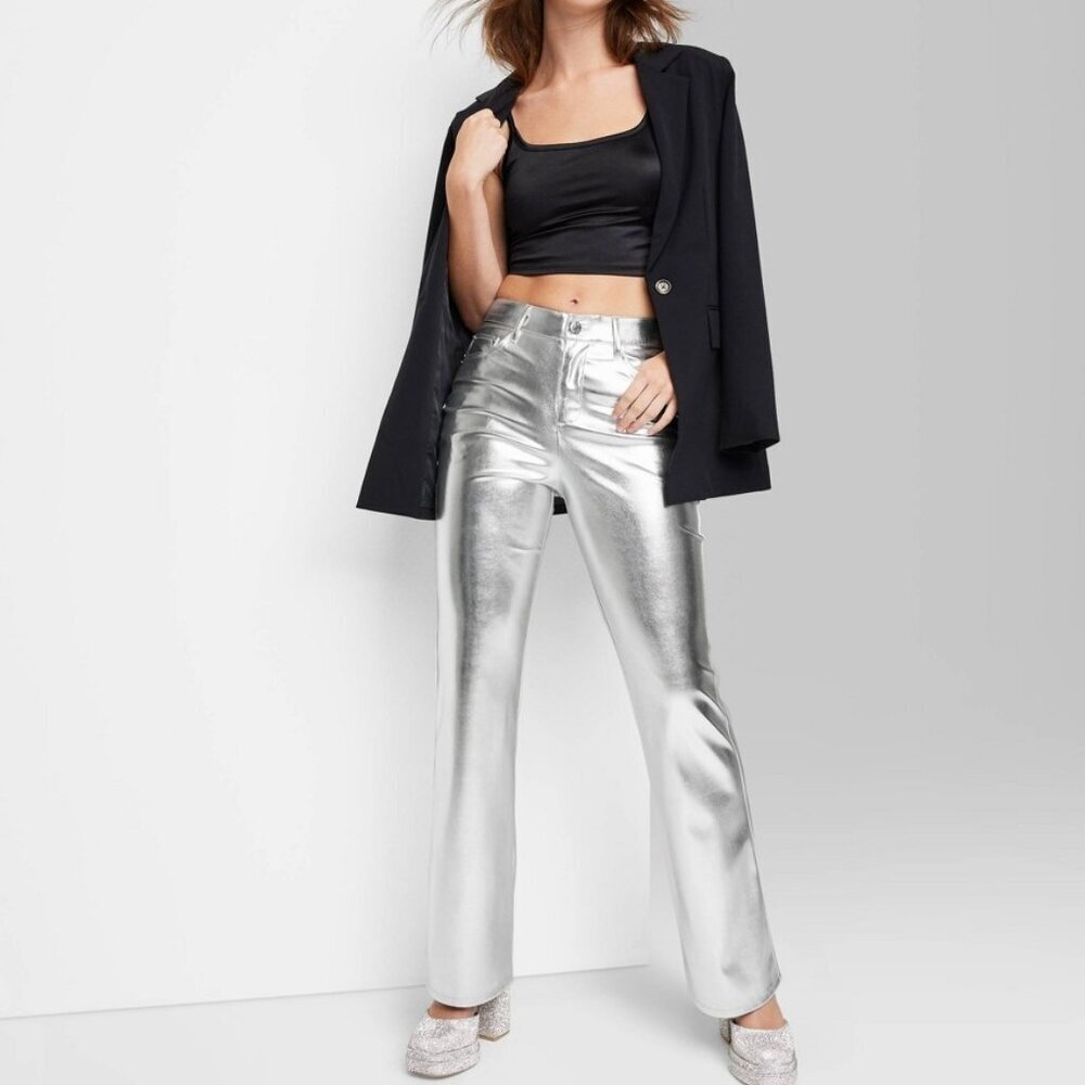 Wild Fable Shimmering Silver Wide Leg Pants